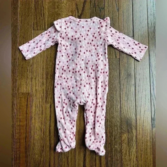 Nicole Miller Girls 6-9 Months Pink Heart Ruffled Sleeves Footed Onesie - EUC - Picture 5 of 5